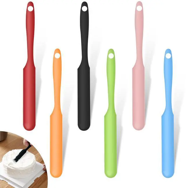 Main image of 6 Pcs Silicone Jar Spatula, Heat Resistant Small Silicone Spatula for Kitchen Use (Cake Cream Butter) with Long Handle for Cooking, Mixing, Baking & Scraping, Non-Stick, 9.4 Inch