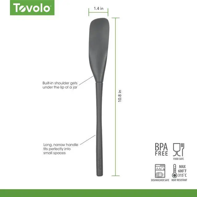 Alt view image 7 of 7 - Silicone Jar Spatula Long Handled Rubber Scraping Scooping Tool for Peanut Butter Jam Jelly Jars Blenders, Extra Long Flex Core Silicone Jar Scraper Dishwasher Safe BPA Free, Charcoal Gray
