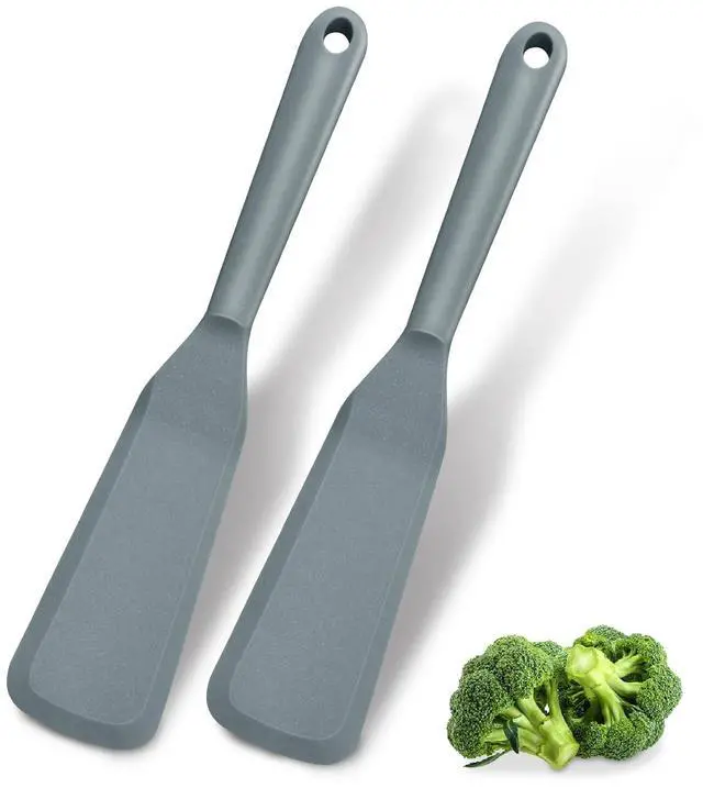 Main image of Silicone Spatulas for Cooking Heat Resistant Pancake Spatula, Non Stick Long Omelette Spatula Turner Bpa Free 2 Pieces for Crepes Egg Burgers Pizza Cookie (Grey)