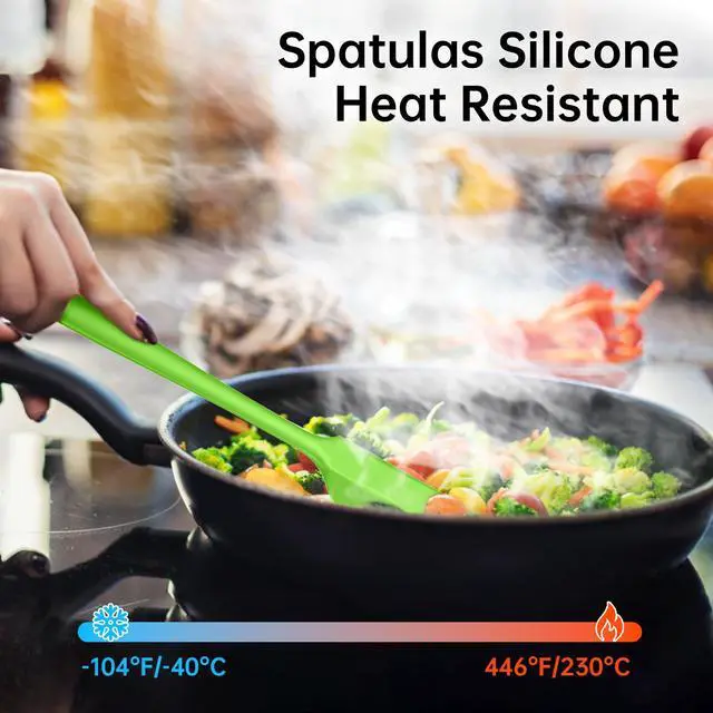 Alt view image 3 of 7 - Piece Silicone Spatula Set - Heat Resistant 446°F Food Grade BPA Free, Nonstick Cookware Safe Dishwasher Safe Kitchen Tools for Baking, Cooking, Stirring, Multicolor.