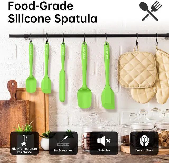Alt view image 5 of 7 - Piece Silicone Spatula Set - Heat Resistant 446°F Food Grade BPA Free, Nonstick Cookware Safe Dishwasher Safe Kitchen Tools for Baking, Cooking, Stirring, Multicolor.