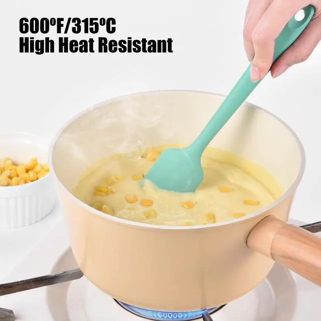 Alt view image 3 of 7 - 600°F Heat Resistant Small Spatula, Mini Food-Grade Silicone Bowl Scraper Compact Flexible Kitchen Cooking Baking Tool for Scraping Jar Jams Nut Butters & Mixing Stirring Sauce (Aqua Sky)