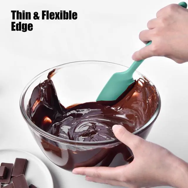 Alt view image 5 of 7 - 600°F Heat Resistant Small Spatula, Mini Food-Grade Silicone Bowl Scraper Compact Flexible Kitchen Cooking Baking Tool for Scraping Jar Jams Nut Butters & Mixing Stirring Sauce (Aqua Sky)