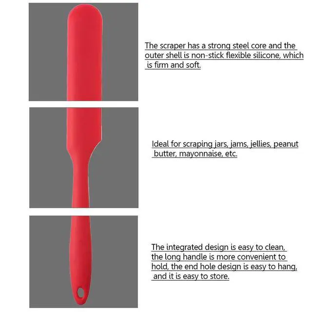 Alt view image 3 of 6 - 4pcs Silicone Spatula Set Heat Resistant Cake Cream Butter Spatulas Mixing Batter Scraper Non-Stick Flexible Baking Cooking Tool 4 Colors (multicolor)