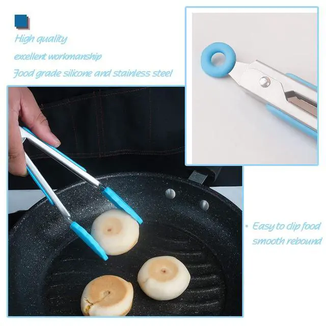 Alt view image 4 of 7 - Mini Kitchen Utensil Set - Five-Piece Set, Tiny Silicone Kids Kitchen Tools - Whisk, Tongs, Spoon, Slotted Spatula - Blue