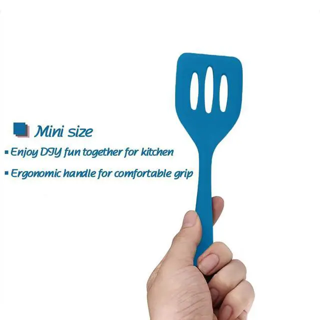 Alt view image 6 of 7 - Mini Kitchen Utensil Set - Five-Piece Set, Tiny Silicone Kids Kitchen Tools - Whisk, Tongs, Spoon, Slotted Spatula - Blue
