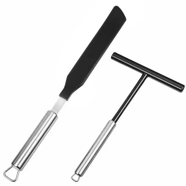 Main image of 2Pcs Crepe Pan Maker Batter Spreader Spatula, Crepe Spreader and Spatula Set, Stainless Steel Crepe Spreader Tool, Cake Turner Kitchen Utensils With Hanging Hole