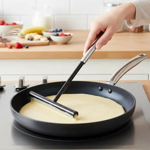 Alt view image 7 of 7 - 2Pcs Crepe Pan Maker Batter Spreader Spatula, Crepe Spreader and Spatula Set, Stainless Steel Crepe Spreader Tool, Cake Turner Kitchen Utensils With Hanging Hole
