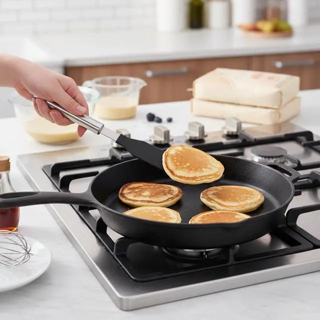 Alt view image 6 of 7 - 2Pcs Crepe Pan Maker Batter Spreader Spatula, Crepe Spreader and Spatula Set, Stainless Steel Crepe Spreader Tool, Cake Turner Kitchen Utensils With Hanging Hole