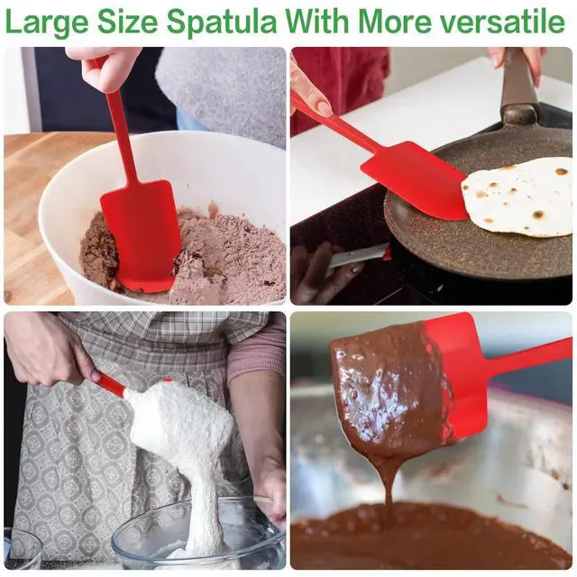 Alt view image 3 of 4 - Large Silicone Spatula Wide Edge Rubber Spatula Scraper for Baking, Heat Resistant 600 Kitchen Big Spatulas for Baking Cooking, Mixing.