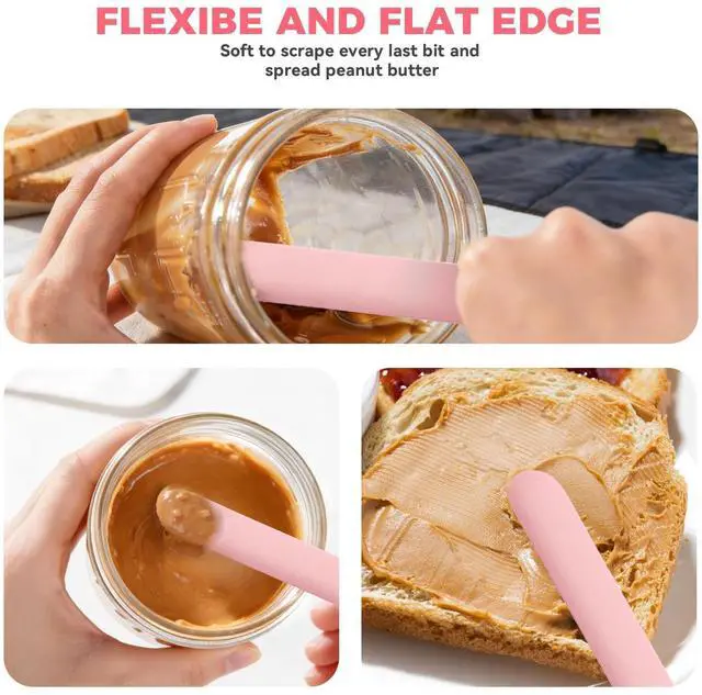 Alt view image 6 of 7 - Silicone Jar Spatula Set of 3, Long Handle Skinny Spatula and Spurtle for Sourdough Starter, Flexible Jar Scraper for Peanut Butter, Jam, Icing, Cream with No Batter Left Behind (3)