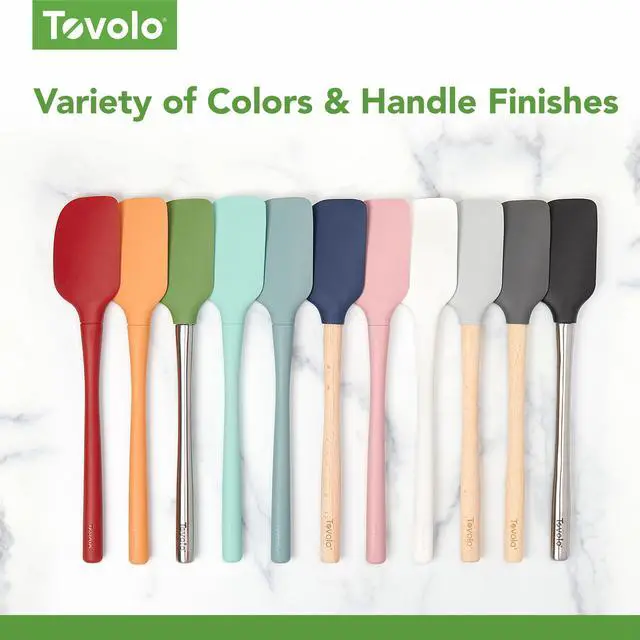 Alt view image 4 of 6 - Stainless Steel Handled Silicone Spatula Set of 5, Dishwasher Safe Kitchen Spatula Set for Cooking Baking, BPA Free Silicone Spatula set with Metal Steel Handle, Blue Slate