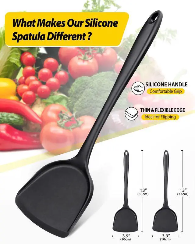 Alt view image 2 of 7 - Silicone Seamless Wok Spatula, 2 Pack, Black