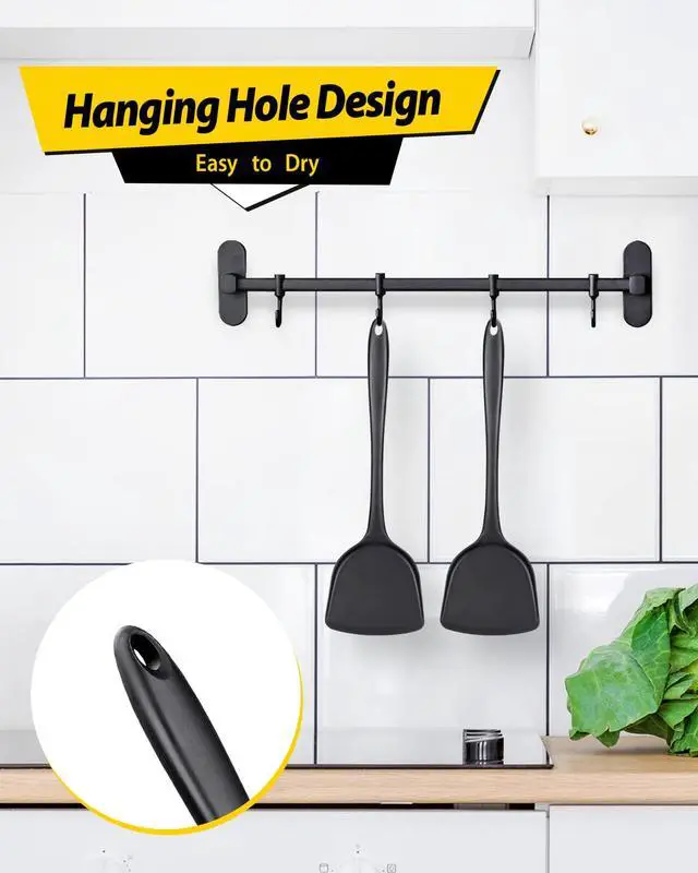 Alt view image 6 of 7 - Silicone Seamless Wok Spatula, 2 Pack, Black