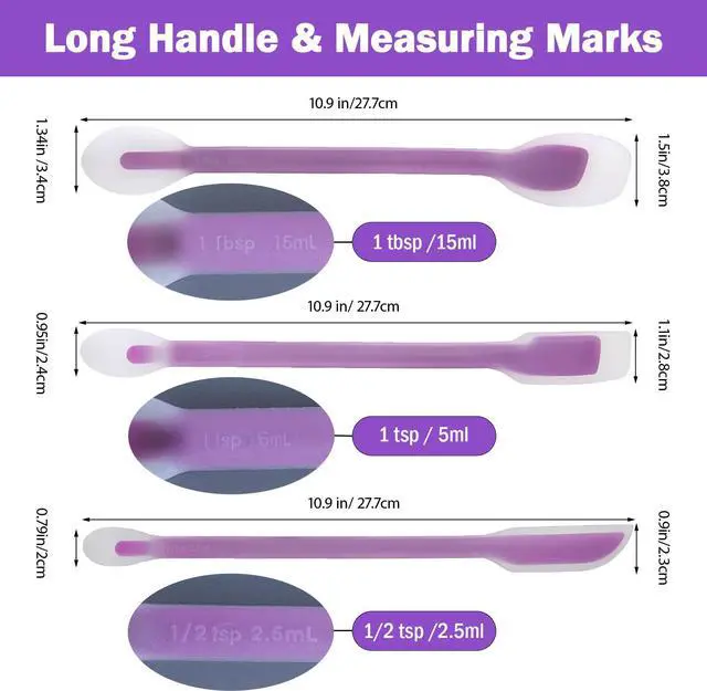 Alt view image 4 of 7 - Scraper Set of 3, Long Handle Silicone Spatula Spoon for Deep Jars