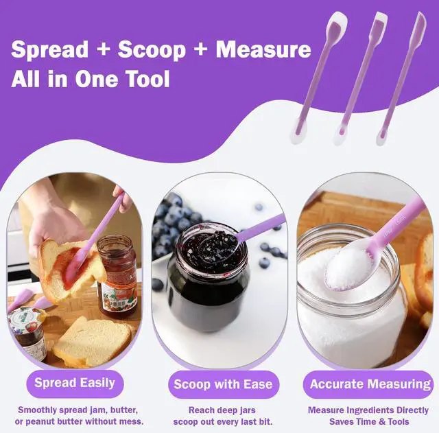 Alt view image 6 of 7 - Scraper Set of 3, Long Handle Silicone Spatula Spoon for Deep Jars