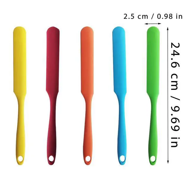 Alt view image 3 of 7 - Pack 9.69 Inch Silicone Spatula Set, Heat Resistant Jar Scrapers with Long Handles, Non-Stick Butter Spreaders for Cake Frosting, Jam, Kitchen, Bakery, Mixing Bowl, Dishwasher Safe