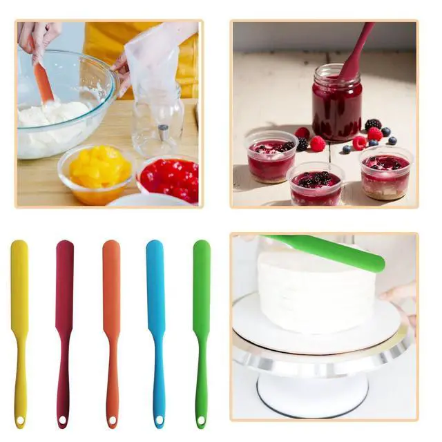 Alt view image 4 of 7 - Pack 9.69 Inch Silicone Spatula Set, Heat Resistant Jar Scrapers with Long Handles, Non-Stick Butter Spreaders for Cake Frosting, Jam, Kitchen, Bakery, Mixing Bowl, Dishwasher Safe