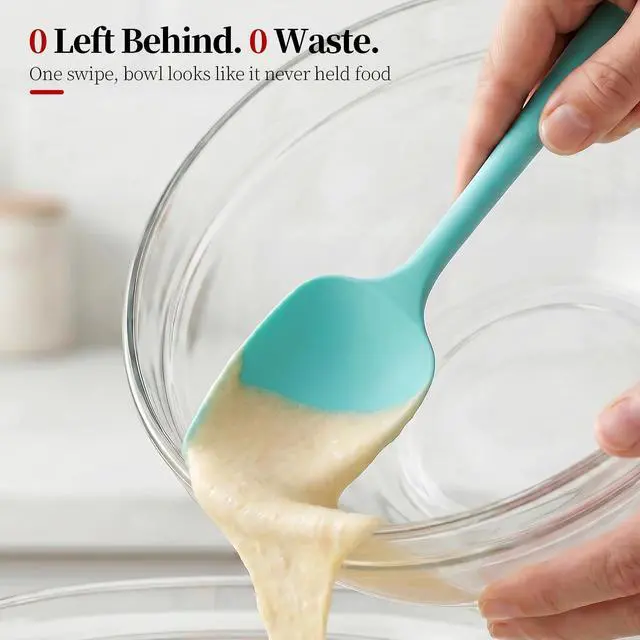 Alt view image 7 of 7 - 600ºF Heat Resistant Silicone Spoon Spatula Set of 3, Aqua Sky