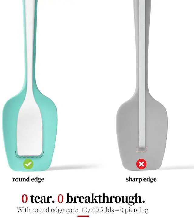 Alt view image 6 of 7 - 600ºF Heat Resistant Silicone Spoon Spatula Set of 3, Aqua Sky
