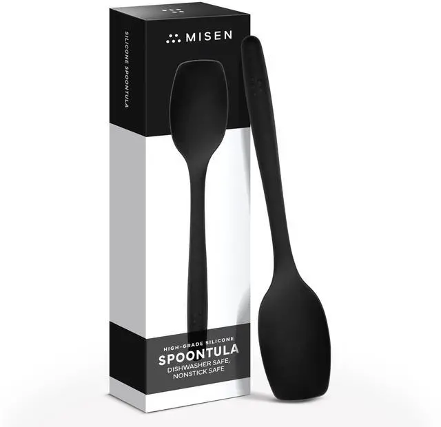 Main image of Dishwasher Safe, Heat resistance, Nonstick Safe - Professional-Grade Versatile Kitchen Tool for Stirring, Spponging, Folding and Flipping - 4 Tools in One - Built to Last - Black