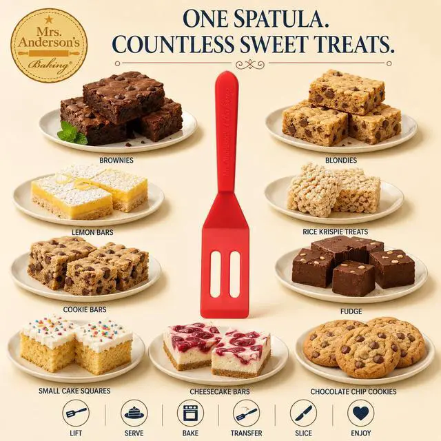 Alt view image 4 of 7 - Mini Brownie Serving Spatula, 8-Inches x 1.5-Inches, Heat-Resistant Flexible Nonstick Silicone, Red