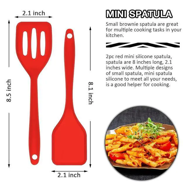 Alt view image 2 of 7 - 5PC Mini Spatula Silicone, Red Small Spatula Silicone, Small Brownie Spatula Easy to Clean, Small Spatulas for Kitchen Use