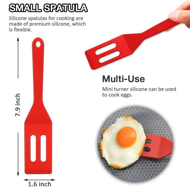 Alt view image 4 of 7 - 5PC Mini Spatula Silicone, Red Small Spatula Silicone, Small Brownie Spatula Easy to Clean, Small Spatulas for Kitchen Use