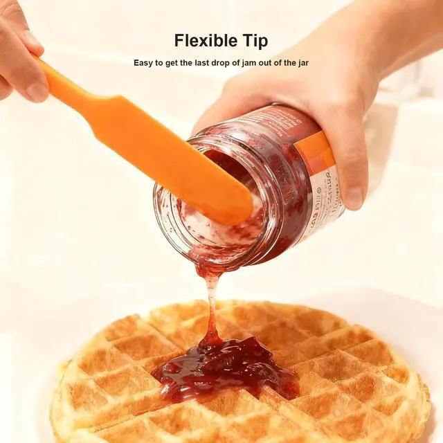 Alt view image 3 of 7 - 6 Pcs Silicone Jar Spatula Set, Long Handle Heat Resistant Skinny Spatulas for Jars & Bottles, Non-Stick Flexible Scrapers for Baking, Mixing, Jam, Cake Cream & Butter Spreading(6 colors
