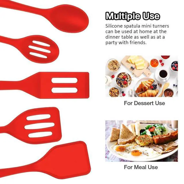 Alt view image 6 of 7 - 5PC Mini Spatula Silicone, Red Small Spatula Silicone, Small Brownie Spatula Easy to Clean, Small Spatulas for Kitchen Use