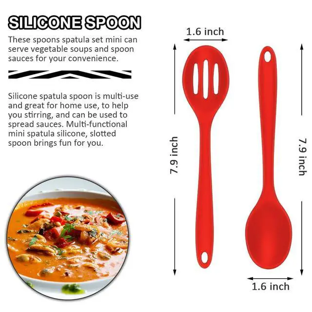 Alt view image 3 of 7 - 5PC Mini Spatula Silicone, Red Small Spatula Silicone, Small Brownie Spatula Easy to Clean, Small Spatulas for Kitchen Use