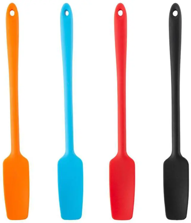 Main image of 4 Pcs Silicone Jar Spatulas with Long Handle, Non-Stick Rubber Spatula Heat Resistant Silicone Scraper Spatulas for Baking Cooking Blenders Mixing