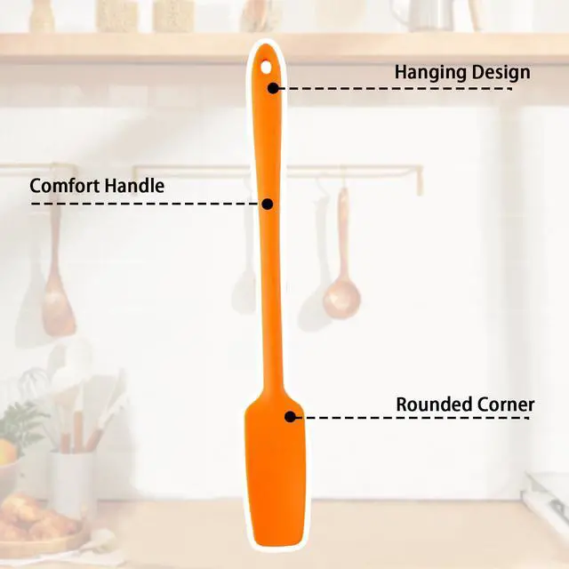 Alt view image 3 of 5 - 4 Pcs Silicone Jar Spatulas with Long Handle, Non-Stick Rubber Spatula Heat Resistant Silicone Scraper Spatulas for Baking Cooking Blenders Mixing