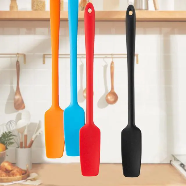 Alt view image 4 of 5 - 4 Pcs Silicone Jar Spatulas with Long Handle, Non-Stick Rubber Spatula Heat Resistant Silicone Scraper Spatulas for Baking Cooking Blenders Mixing