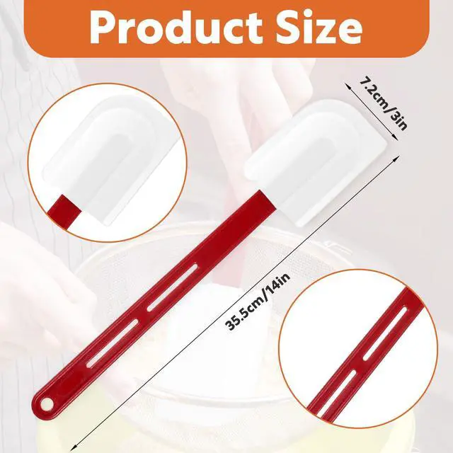 Alt view image 2 of 7 - 4 Pcs 14 Inch Silicone Spatulas High Temp, 500°F Heat Resistant Commercial Silicone Spatula Heavy Duty Scraper Rubber Spatulas with Long Handle for Kitchen Cook Baking Mixing, Dishwasher Safe