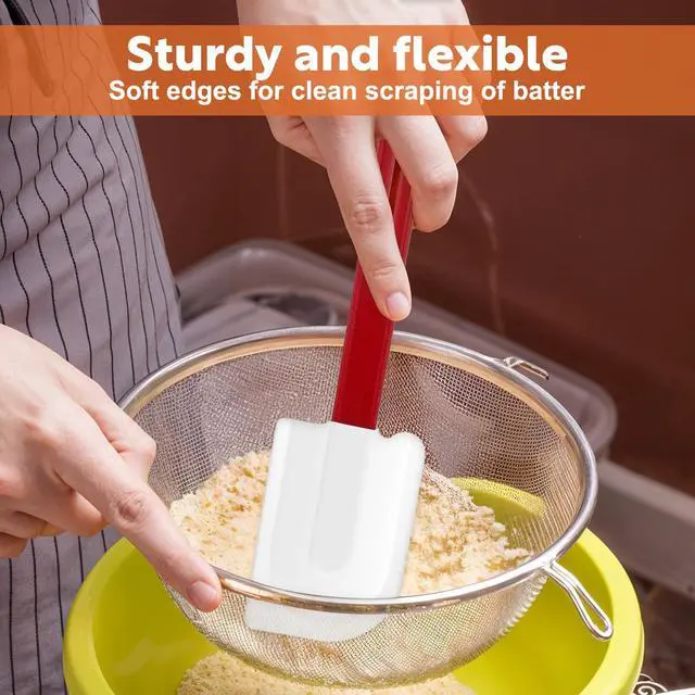 Alt view image 3 of 7 - 4 Pcs 14 Inch Silicone Spatulas High Temp, 500°F Heat Resistant Commercial Silicone Spatula Heavy Duty Scraper Rubber Spatulas with Long Handle for Kitchen Cook Baking Mixing, Dishwasher Safe