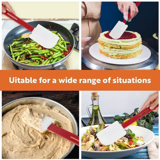 Alt view image 5 of 7 - 4 Pcs 14 Inch Silicone Spatulas High Temp, 500°F Heat Resistant Commercial Silicone Spatula Heavy Duty Scraper Rubber Spatulas with Long Handle for Kitchen Cook Baking Mixing, Dishwasher Safe