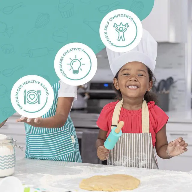 Alt view image 2 of 6 - Kids Cooking Utensils Set - 4-Piece Kids Kitchen Tools - Safe Baking Set - Food Grade Toddler Chef Supplies - Gender Neutral Silicone Cookware Kit with Spatula Whisk Tongs Rolling Pin