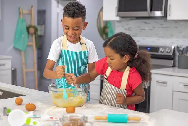Alt view image 5 of 6 - Kids Cooking Utensils Set - 4-Piece Kids Kitchen Tools - Safe Baking Set - Food Grade Toddler Chef Supplies - Gender Neutral Silicone Cookware Kit with Spatula Whisk Tongs Rolling Pin