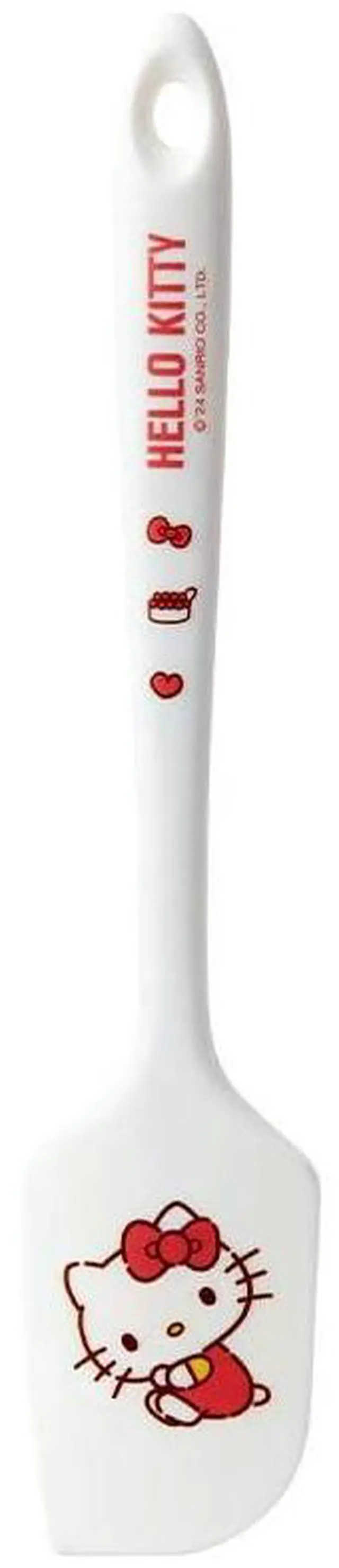 Main image of Cartoon Kitty silicone spatula, long handle non-stick rubber, heat-resistant, suitable for cream, jam, blenders, and applicable for cooking and baking (White KT)