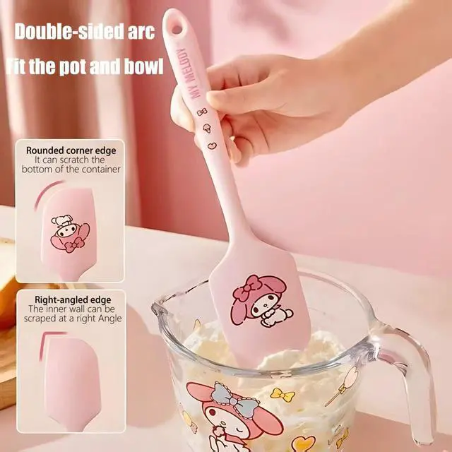Alt view image 4 of 5 - Cartoon Kitty silicone spatula, long handle non-stick rubber, heat-resistant, suitable for cream, jam, blenders, and applicable for cooking and baking (White KT)
