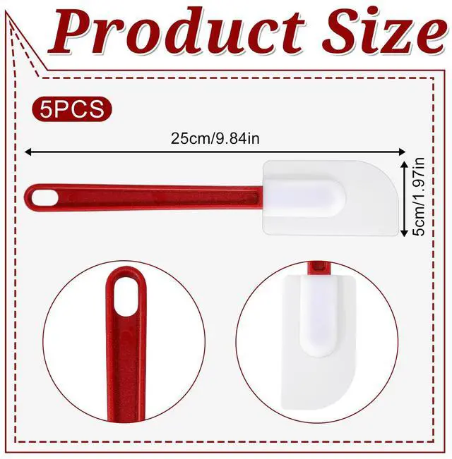 Alt view image 2 of 7 - 5 Pcs 9.8 Inch Rubber Spatula, 500 High Heat Resistant-Bpa Free