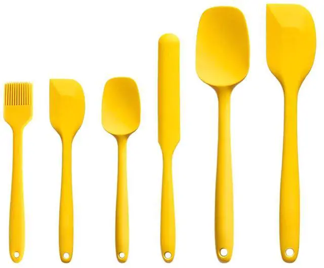 Main image of Silicone Spatula Set 6 Pieces High Heat Resistant Kitchen Scraper Spatulas,One-Pieces Seamless Design for Scraping,Cooking,Baking,Mixing Yellow