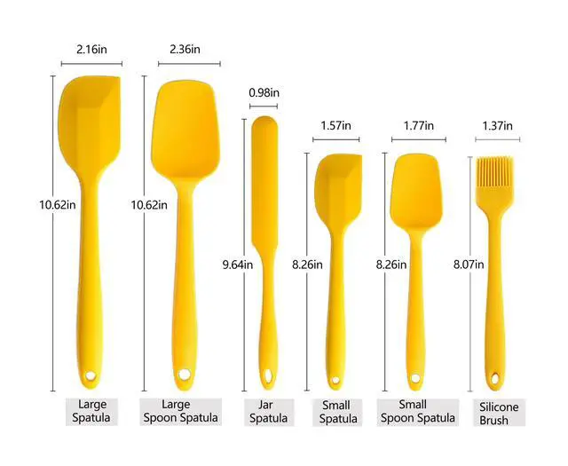 Alt view image 4 of 7 - Silicone Spatula Set 6 Pieces High Heat Resistant Kitchen Scraper Spatulas,One-Pieces Seamless Design for Scraping,Cooking,Baking,Mixing Yellow