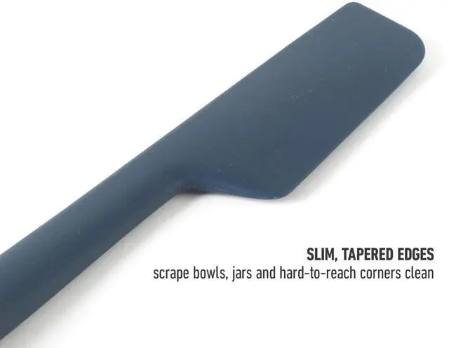 Alt view image 5 of 7 - Prime Silicone Jar Scraper, Flexible Jar Spatula, Slim Long Skinny Scraper for Jars, Bottles & Blenders, Ergonomic Handle for Easy Food Removal,Heat-Resistant, Navy Blue