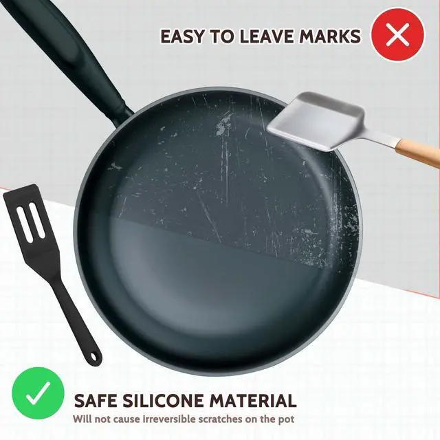 Alt view image 3 of 7 - 2 Pieces Mini Silicone Spatula, Nonstick Silicone Serve Turner, Small Spatulas for Kitchen Cooking, Heat Resistant Cookie Slotted Spatula (Black)