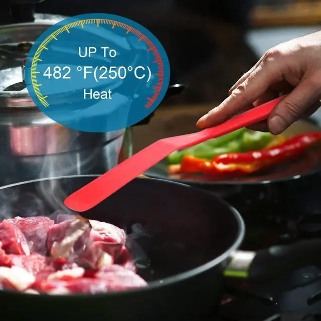 Alt view image 3 of 5 - Pieces Crepe Spatula Silicone Narrow Skinny Flipper Long Heat Resistant Cooking Pancake Spatula Non Stick for Cooking Egg Burgers Pizza Pancake Steak Omelet(Red)