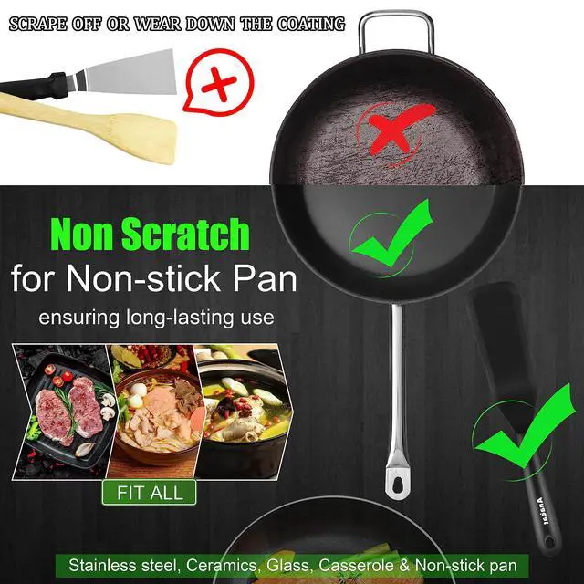 Alt view image 3 of 7 - Silicone Thin Spatula Set of 2 - Mini Brownie Serving Spatulas - Non Stick Spurtle Turner for Easy Cooking Eggs, Omelet, Pancake, Burgers, Pizza, Steak, Crepes, Heat Resistant & BPA Free
