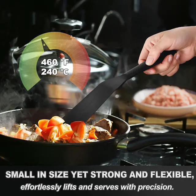 Alt view image 2 of 7 - Silicone Thin Spatula Set of 2 - Mini Brownie Serving Spatulas - Non Stick Spurtle Turner for Easy Cooking Eggs, Omelet, Pancake, Burgers, Pizza, Steak, Crepes, Heat Resistant & BPA Free
