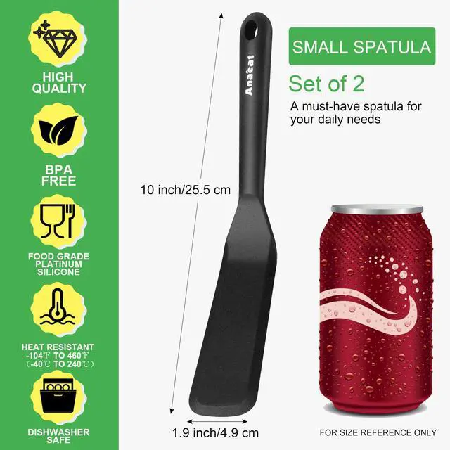 Alt view image 7 of 7 - Silicone Thin Spatula Set of 2 - Mini Brownie Serving Spatulas - Non Stick Spurtle Turner for Easy Cooking Eggs, Omelet, Pancake, Burgers, Pizza, Steak, Crepes, Heat Resistant & BPA Free